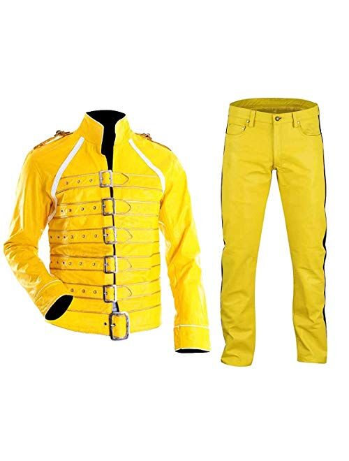 Spazeup Freddie Mercury Yellow Wembley Faux Leather Jacket