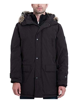 Men's Big and Tall Bib Snorkel Faux Fur Trim Hooded Coat