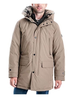 Men's Big and Tall Bib Snorkel Faux Fur Trim Hooded Coat