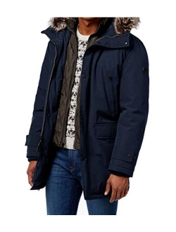 Men's Big and Tall Bib Snorkel Faux Fur Trim Hooded Coat