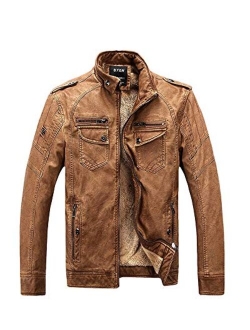 Mens Faux Leather Jacket Notched Lapel PU Jacket Men Two Button Blazer Jackets