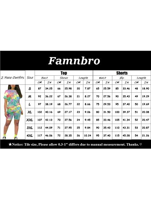 Womens 2 Piece Sets Summer Short Sleeve Pullover Top + Bodycon Shorts Tie Dye Casual Sweatsuits S-XXXL