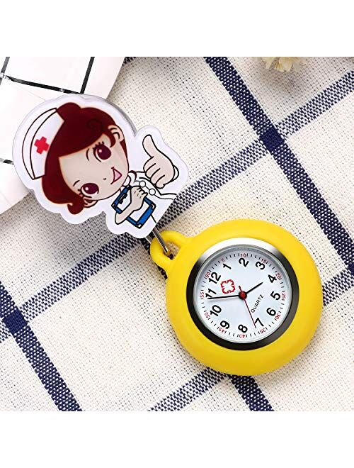 Women's Nurse Watch Clip-on Stethoscope Badge Doctors Medical Lapel Pocket Clasp Fob Watches Cute Style for Girls