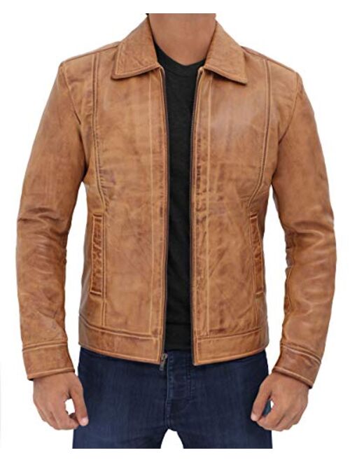 Men's Leather Jacket Brown - Real Lambskin Leather Coat Men