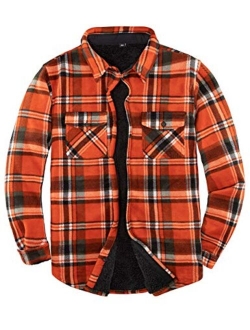 ZENTHACE Men's Warm Sherpa Lined Fleece Plaid Flannel Shirt Jacket(All Sherpa Fleece Lined)