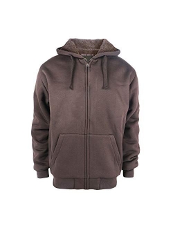 Men's Sherpa Lined Zip Up Hoodie Thick Warm Winter Outdoor Jacket Hooded Sweatshirt