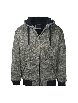 Men's Sherpa Lined Zip Up Hoodie Thick Warm Winter Outdoor Jacket Hooded Sweatshirt