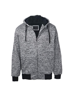 Men's Sherpa Lined Zip Up Hoodie Thick Warm Winter Outdoor Jacket Hooded Sweatshirt