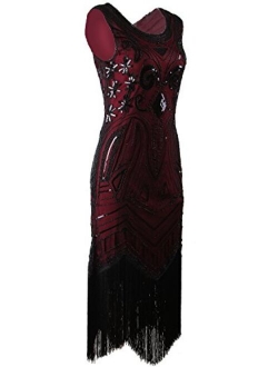 VIJIV Long Prom 1920's Vintage Gatsby Bead Sequin Art Nouveau Deco Flapper Dress