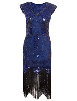 VIJIV Long Prom 1920's Vintage Gatsby Bead Sequin Art Nouveau Deco Flapper Dress