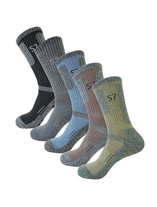 SEOULSTORY7 5pack Men's Climbing DryCool Cushion Hiking/Performance Crew Socks