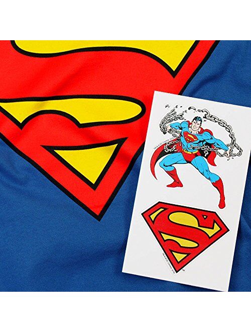 Superman Classic Logo Pull-Over Hoodie Sweatshirt & Stickers