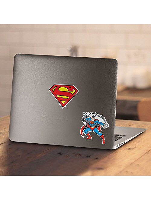 Superman Classic Logo Pull-Over Hoodie Sweatshirt & Stickers