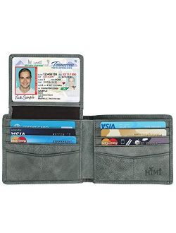 Wallet for Men-Genuine Leather RFID Blocking Bifold Stylish Wallet With 2 ID Window (Gray Green)