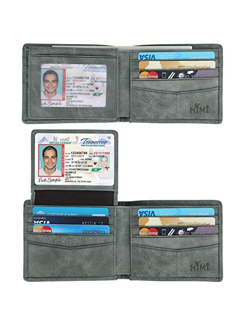 Wallet for Men-Genuine Leather RFID Blocking Bifold Stylish Wallet With 2 ID Window (Gray Green)