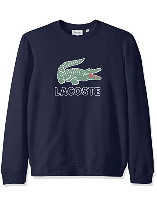 Lacoste Men's Long Sleeve Graphic Croc Brushed Fleece Jersey Sweatshirt