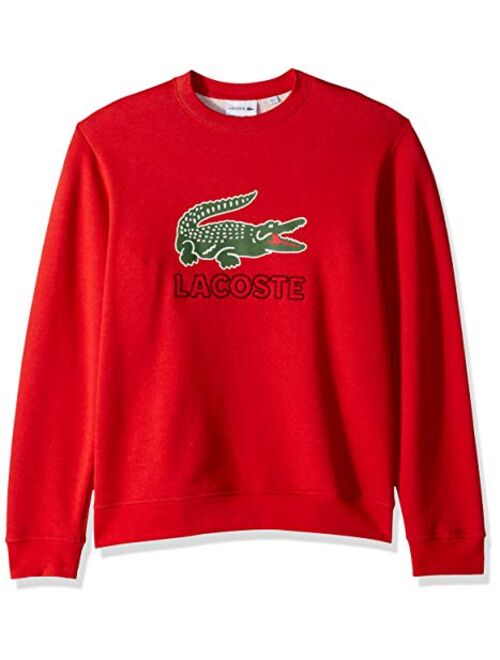 Lacoste Men's Long Sleeve Graphic Croc Brushed Fleece Jersey Sweatshirt