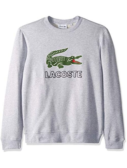 Lacoste Men's Long Sleeve Graphic Croc Brushed Fleece Jersey Sweatshirt