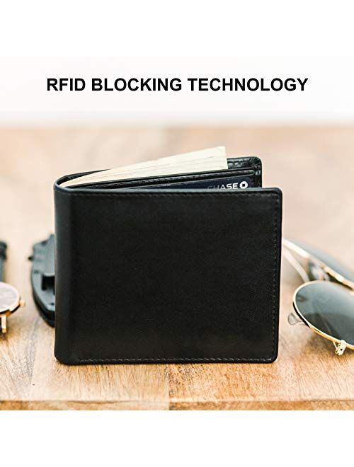 Stay Fine Mens RFID Trifold Wallet | Leather Wallets For Men RFID Blocking | Genuine Leather | Extra Capacity Mens Wallet