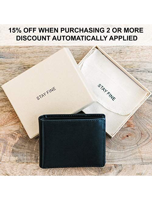 Stay Fine Mens RFID Trifold Wallet | Leather Wallets For Men RFID Blocking | Genuine Leather | Extra Capacity Mens Wallet