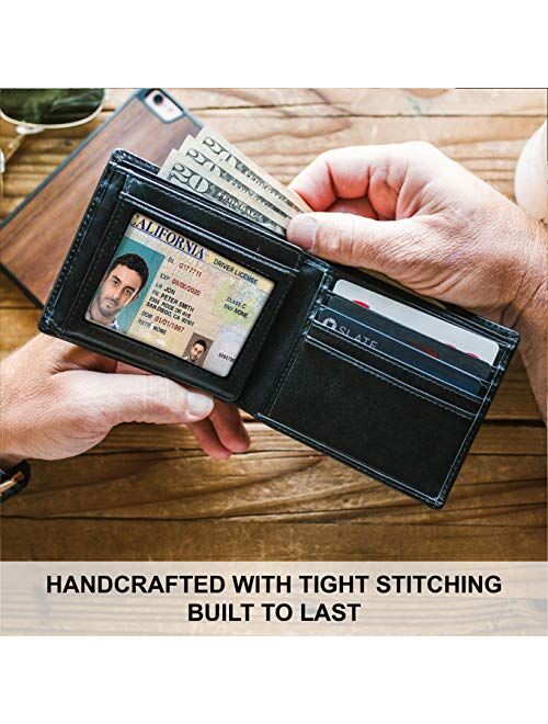 Stay Fine Mens RFID Trifold Wallet | Leather Wallets For Men RFID Blocking | Genuine Leather | Extra Capacity Mens Wallet