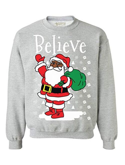 Awkward Styles Believe Santa Sweatshirt African American Santa Sweater