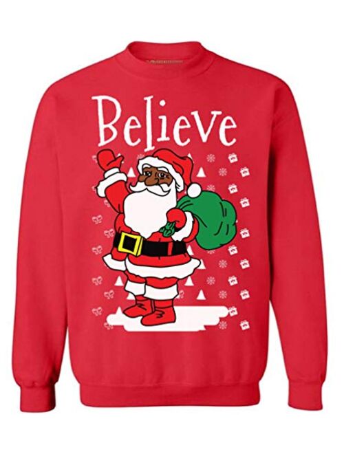 Awkward Styles Believe Santa Sweatshirt African American Santa Sweater