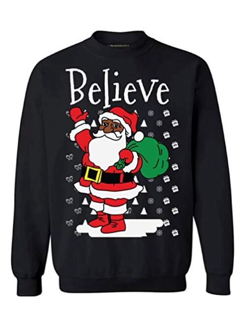 Awkward Styles Believe Santa Sweatshirt African American Santa Sweater