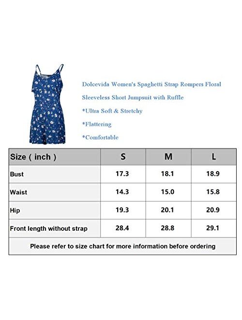 Dolcevida Women's Floral Spaghetti Strap Rompers Sleeveless Short Jumpsuit Summer Outfit