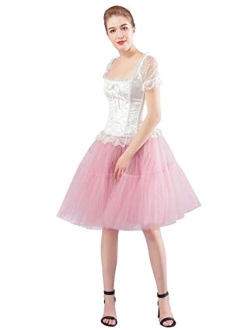 FOLOBE Adult Ballet Tutu Layered Organza Lace Mini Skirt Women's Princess Petticoat for Prom Party