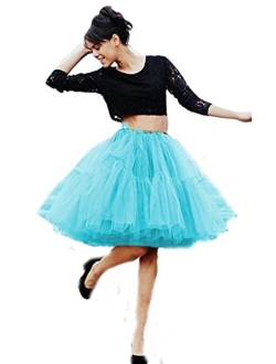 FOLOBE Adult Ballet Tutu Layered Organza Lace Mini Skirt Women's Princess Petticoat for Prom Party