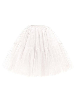 FOLOBE Adult Ballet Tutu Layered Organza Lace Mini Skirt Women's Princess Petticoat for Prom Party