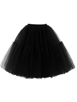 FOLOBE Adult Ballet Tutu Layered Organza Lace Mini Skirt Women's Princess Petticoat for Prom Party