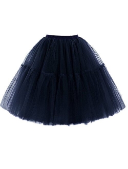 FOLOBE Adult Ballet Tutu Layered Organza Lace Mini Skirt Women's Princess Petticoat for Prom Party