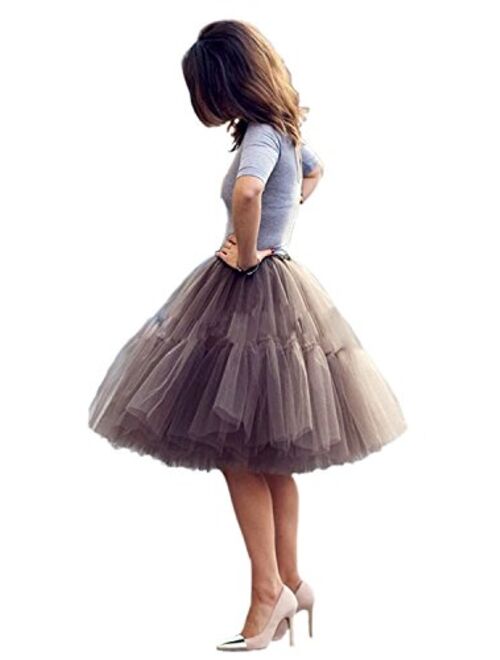 FOLOBE Adult Ballet Tutu Layered Organza Lace Mini Skirt Women's Princess Petticoat for Prom Party