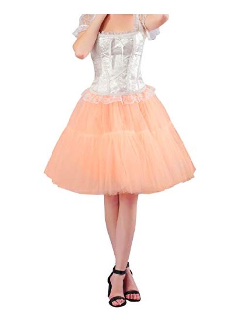 FOLOBE Adult Ballet Tutu Layered Organza Lace Mini Skirt Women's Princess Petticoat for Prom Party