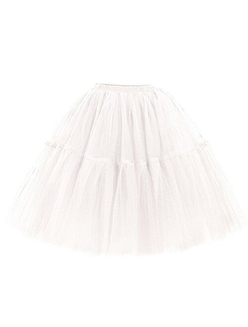 FOLOBE Adult Ballet Tutu Layered Organza Lace Mini Skirt Women's Princess Petticoat for Prom Party