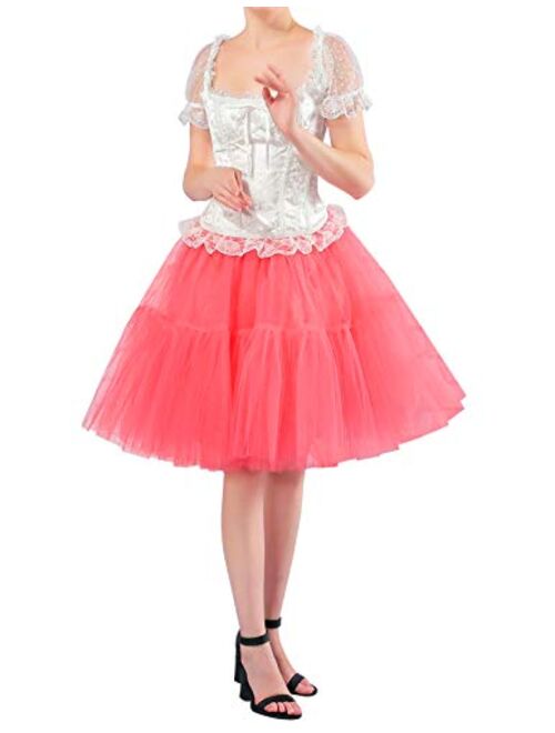 FOLOBE Adult Ballet Tutu Layered Organza Lace Mini Skirt Women's Princess Petticoat for Prom Party