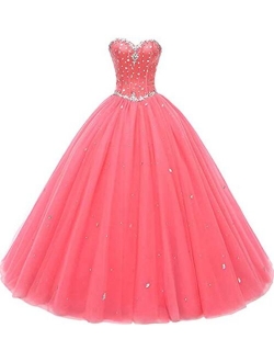 Likedpage Women's Sweetheart Ball Gown Tulle Quinceanera Dresses Prom Dress