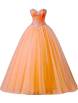 Likedpage Women's Sweetheart Ball Gown Tulle Quinceanera Dresses Prom Dress