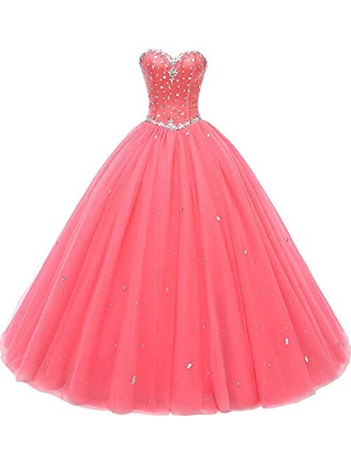 Likedpage Women's Sweetheart Ball Gown Tulle Quinceanera Dresses Prom Dress