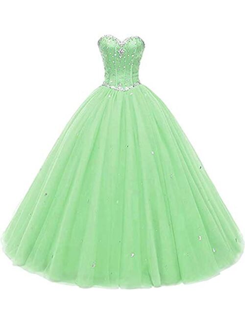 Likedpage Women's Sweetheart Ball Gown Tulle Quinceanera Dresses Prom Dress