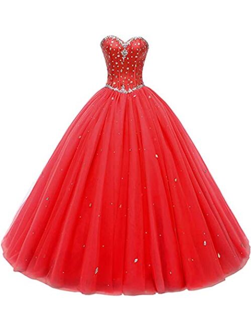 Likedpage Women's Sweetheart Ball Gown Tulle Quinceanera Dresses Prom Dress