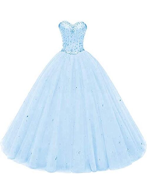 Likedpage Women's Sweetheart Ball Gown Tulle Quinceanera Dresses Prom Dress