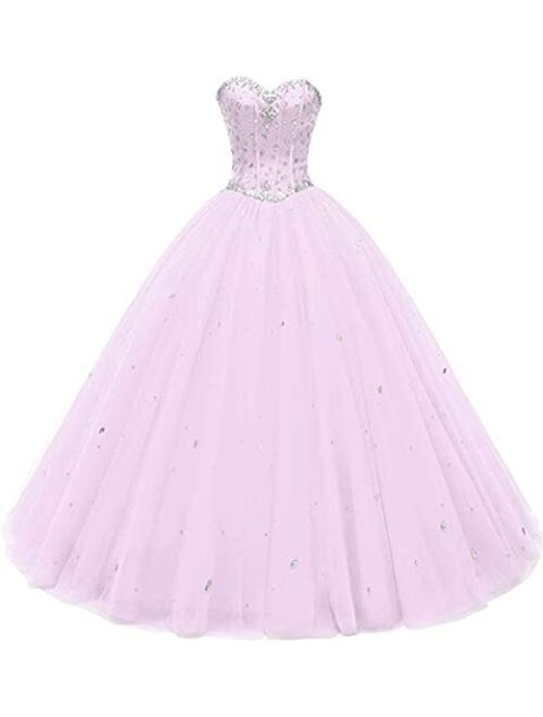 Likedpage Women's Sweetheart Ball Gown Tulle Quinceanera Dresses Prom Dress