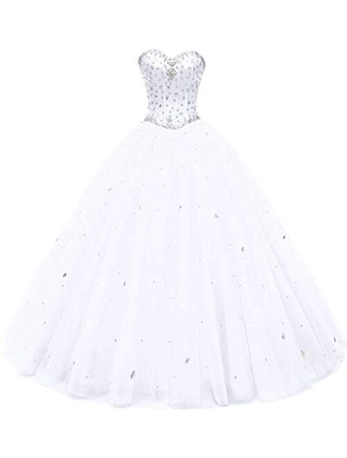 Likedpage Women's Sweetheart Ball Gown Tulle Quinceanera Dresses Prom Dress