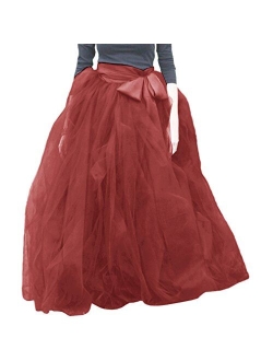 WDPL Women's A-Line Tulle Strips Ruffles Tutu Ball Gown Skirts