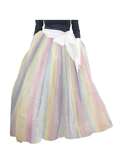 WDPL Women's A-Line Tulle Strips Ruffles Tutu Ball Gown Skirts