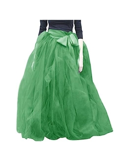 WDPL Women's A-Line Tulle Strips Ruffles Tutu Ball Gown Skirts