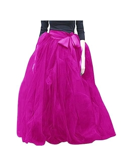 WDPL Women's A-Line Tulle Strips Ruffles Tutu Ball Gown Skirts